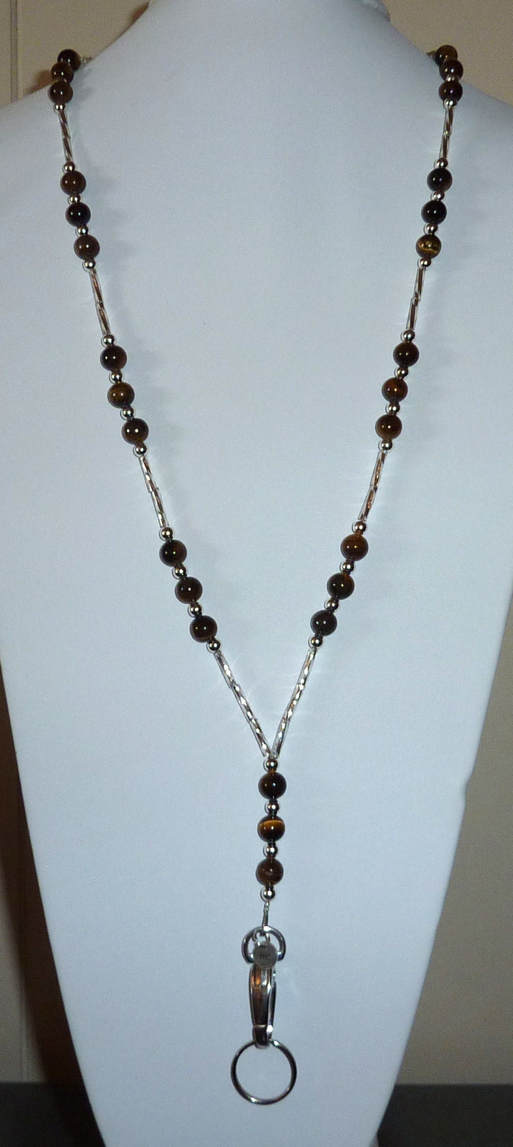 Tigers Eye Super Slim Fashion Lanyard - Magnetic Breakaway Safety Clasp
