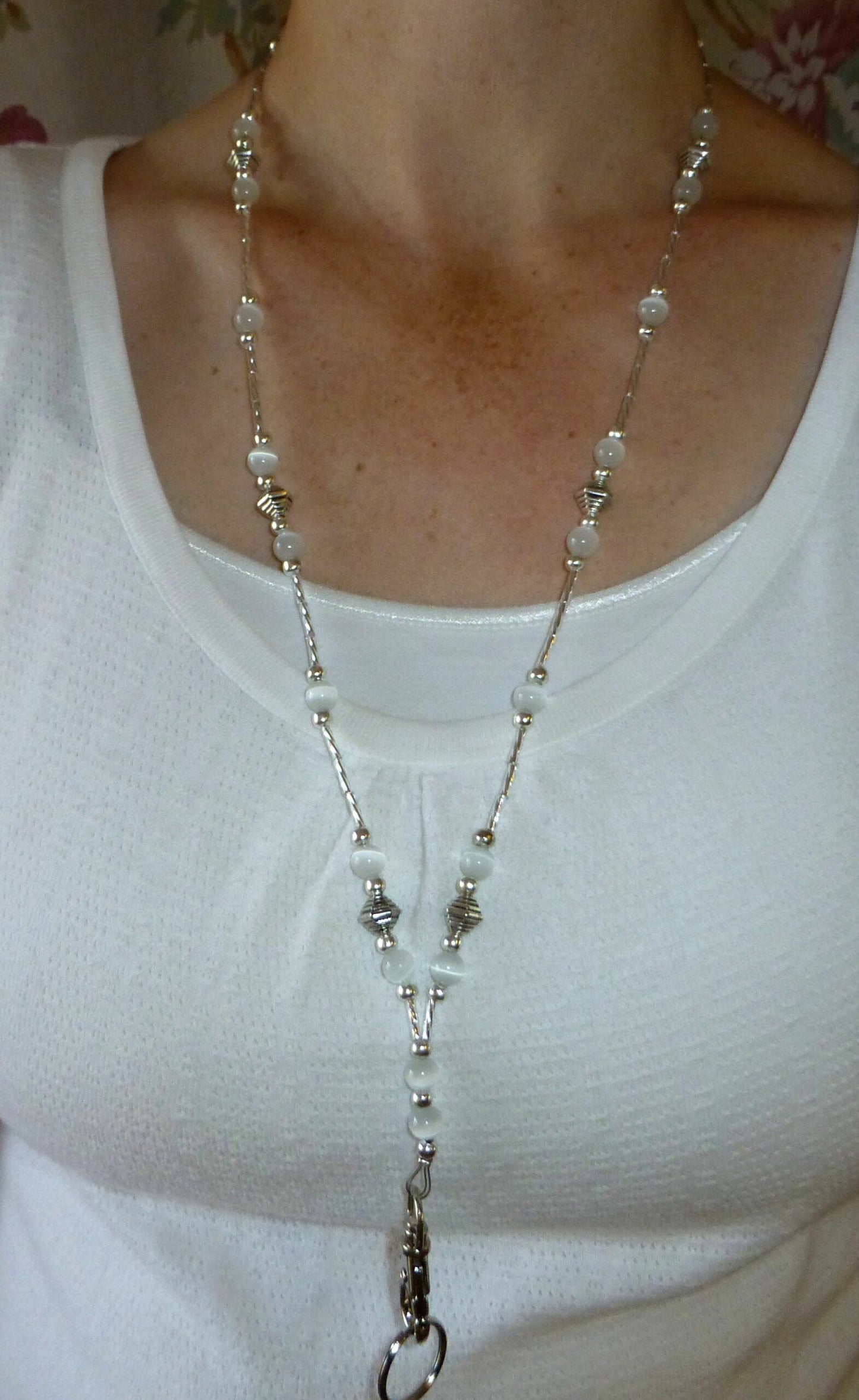 GOLD SUPER Slim White Fashion Lanyard with break away magnetic clasp