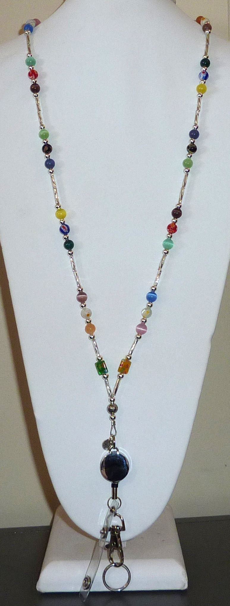 Retractable Reel - Super Slim Multi Style Fashion Women's Beaded Lanyard 34", Made in USA, for Keys, Badge Holder