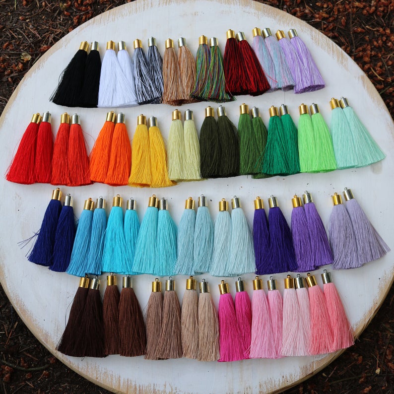 Silk Tassels - 3.5 CM in length, Pack of 10 - Grey