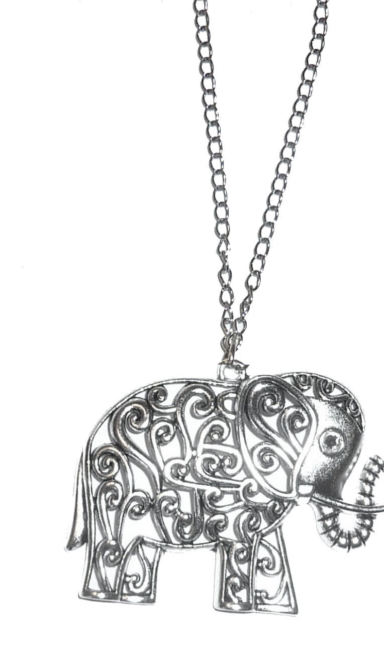 Silver Elephant Necklace Lanyard - Stylish ID Badge Holder - Non-Breakaway