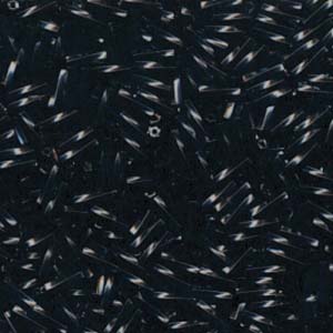 Twisted Bugle Beads 12x2.7mm Jet Black Bag apx. 3620 beads (400gm)