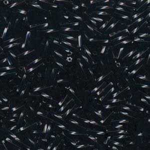 Twisted Bugle Beads 12x2.7mm Jet Black Bag apx. 3620 beads   (400gm)