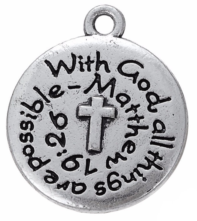 With God all things are possible - Charm Lanyard Stainless Steel Fashion Women's Lanyard 34" With Lobster Clasp