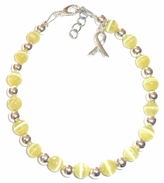 Yellow (Bladder & Sarcoma) Packaged Cancer Awareness Bracelet 6mm