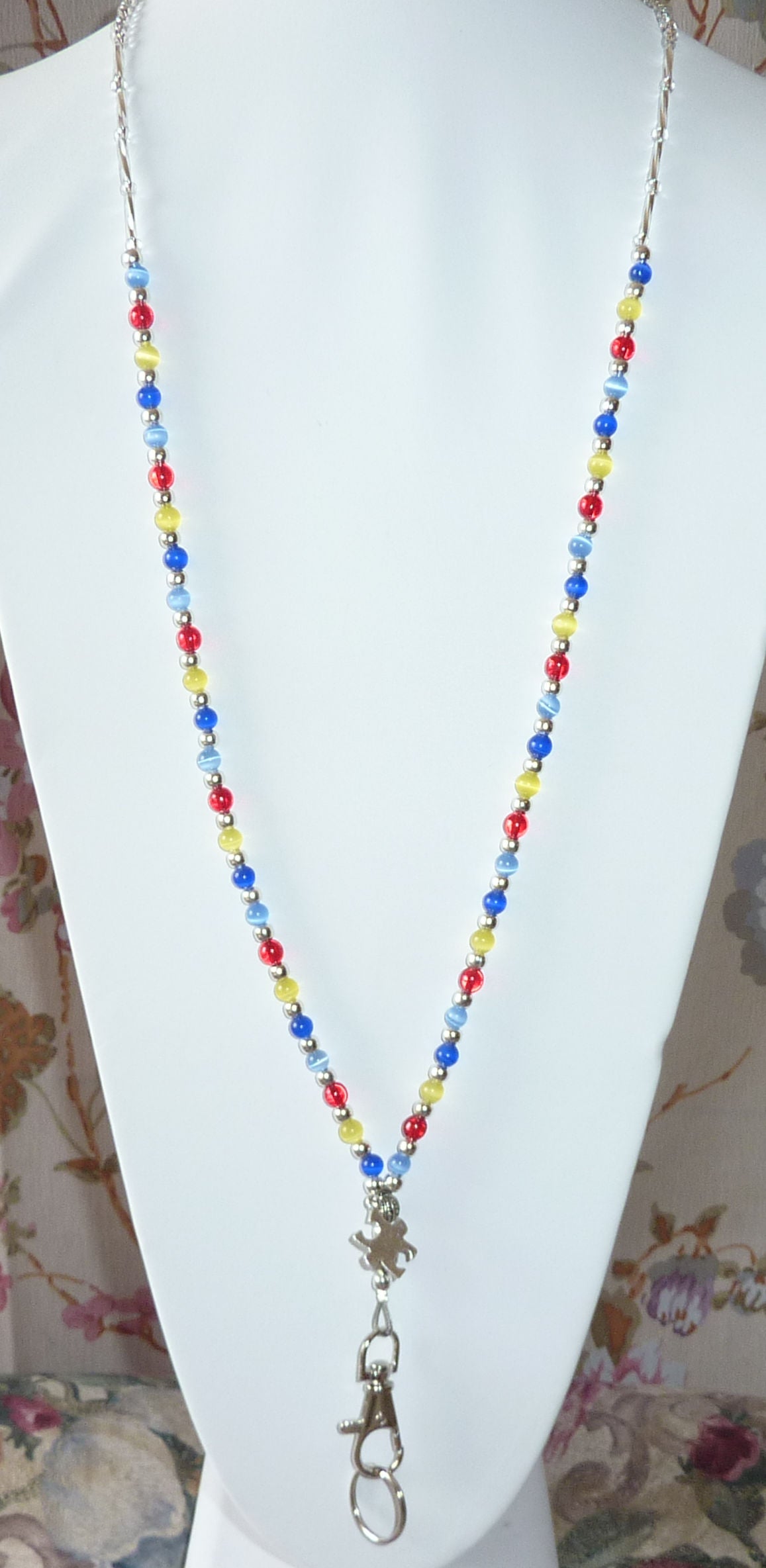 Autism Awareness With Puzzle Charm Fashion Lanyard with break away magnetic clasp