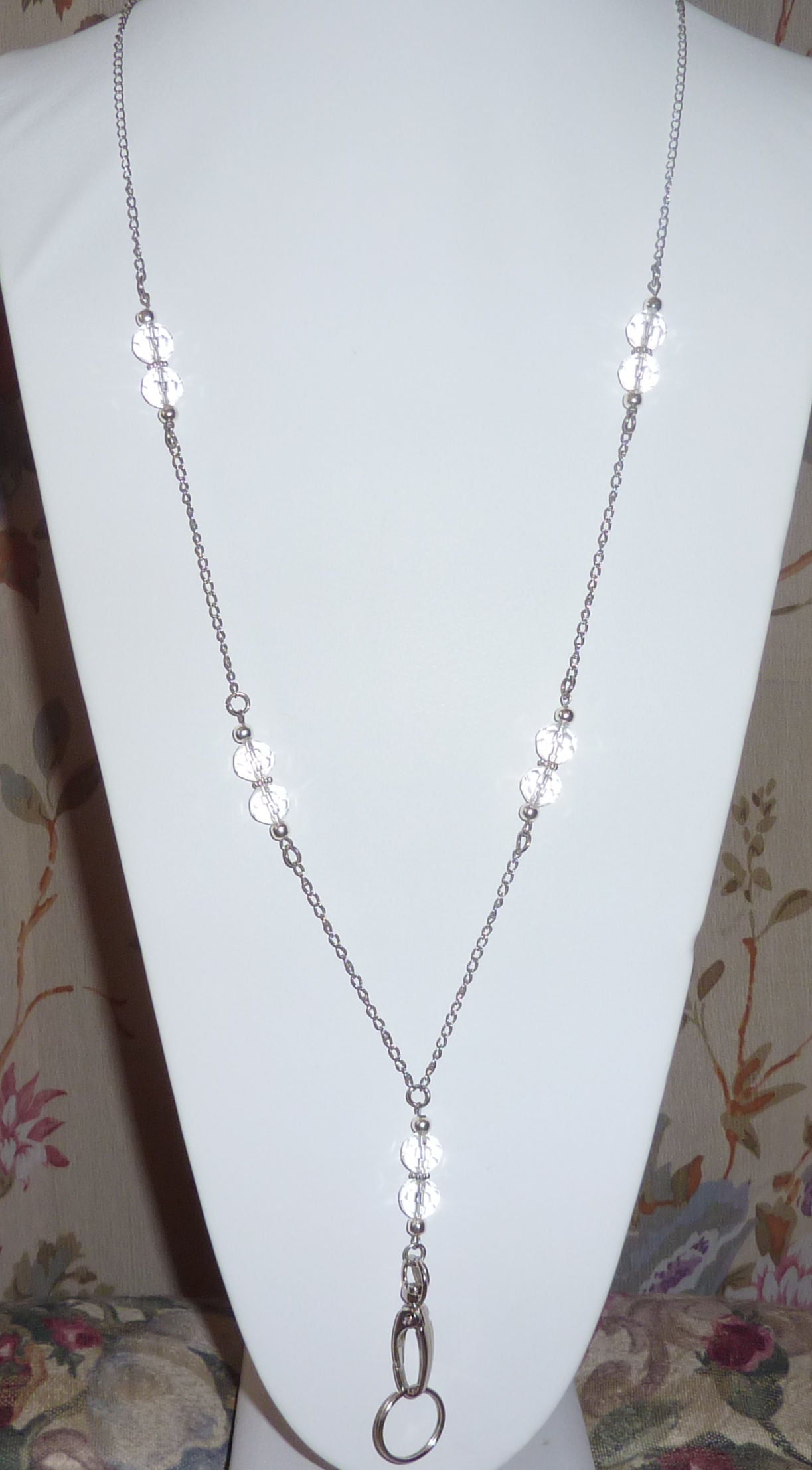 Crystal Beaded Chain Lanyard - ID Badge Holder (Magnetic Breakaway - Safer)