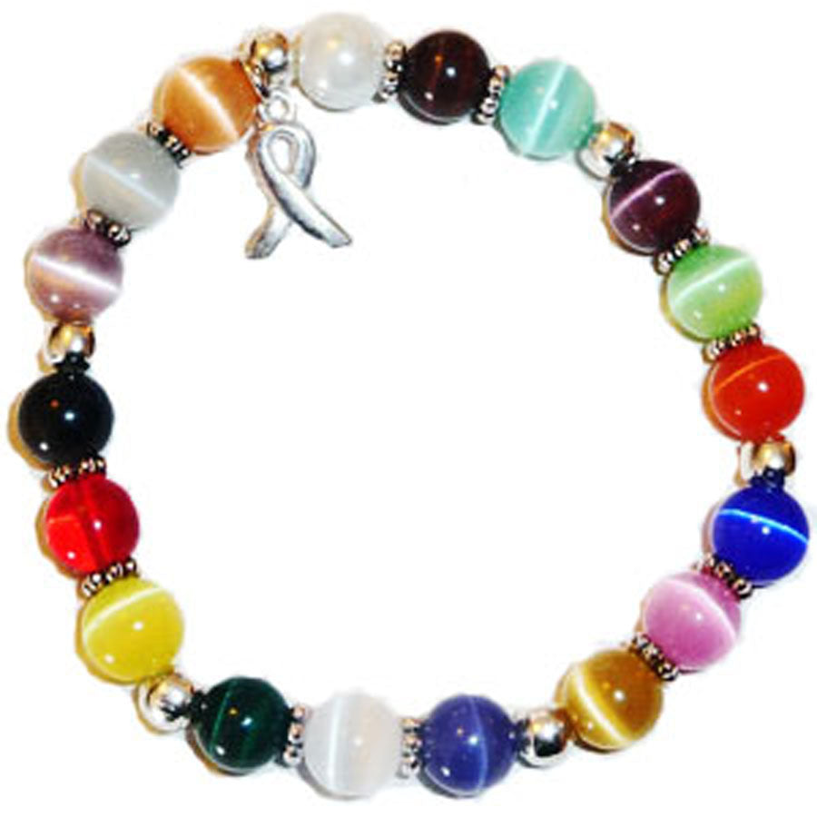 18 Colors Stretchy Packaged Cancer Awareness Bracelet- 8mm