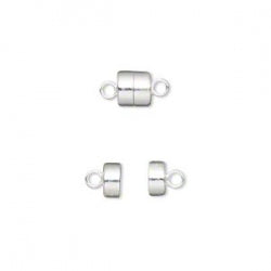 Magnetic clasps, 6x5mm barrel with loops. Package of 25