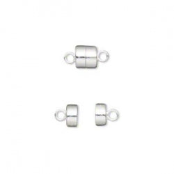 Magnetic clasps, 6x5mm barrel with loops. Package of 25