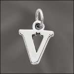 Pewter Letter V Charm
