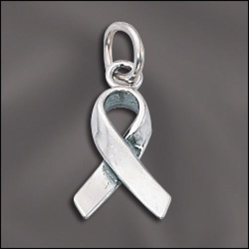 Melanoma Awareness Heart Charm – Sterling Silver Plated, Black Ribbon, 5/8 Inch, Fundraising & Support Jewelry - View #12