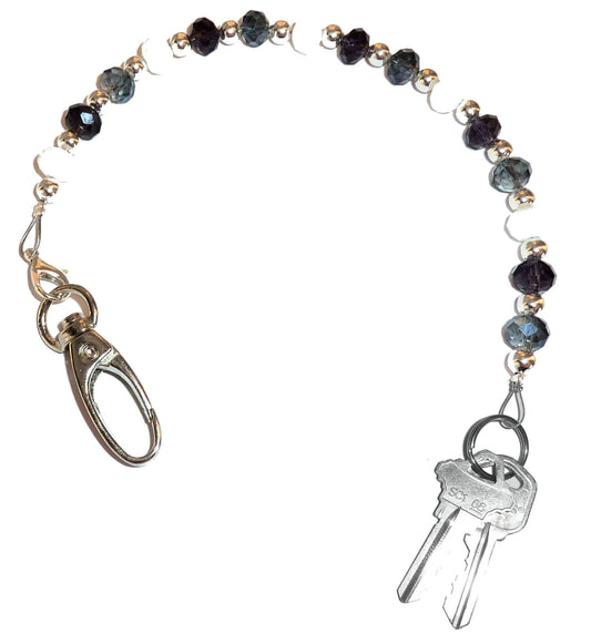 Artistic Multicolored  - Key Keeper 12" With Retractable Reel Women's Beaded Hand Strap Chain Finder Organizer Wallet Purse Holder Ring