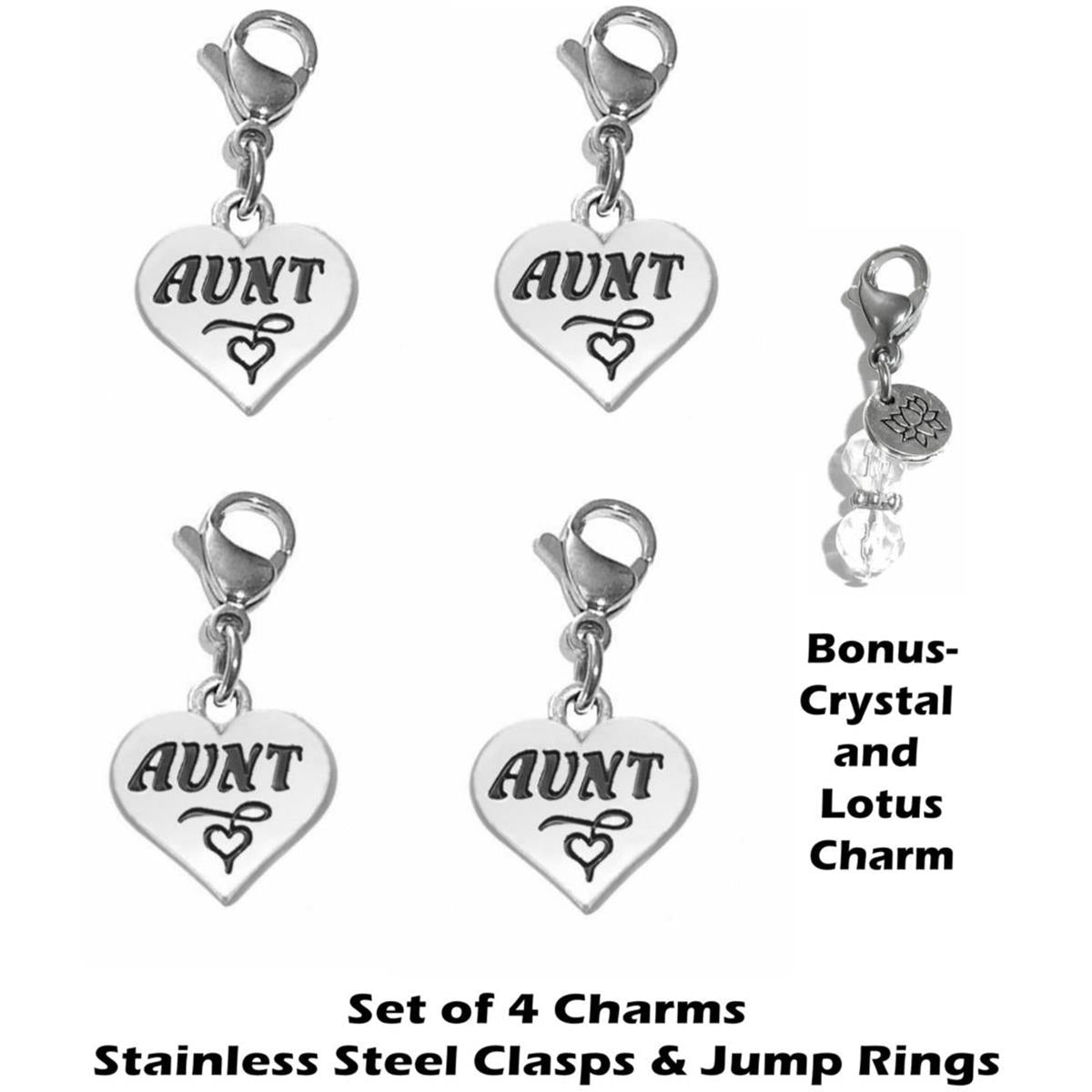 4 Pack Aunt Clip On Charms - Family Charms Clip On Anywhere