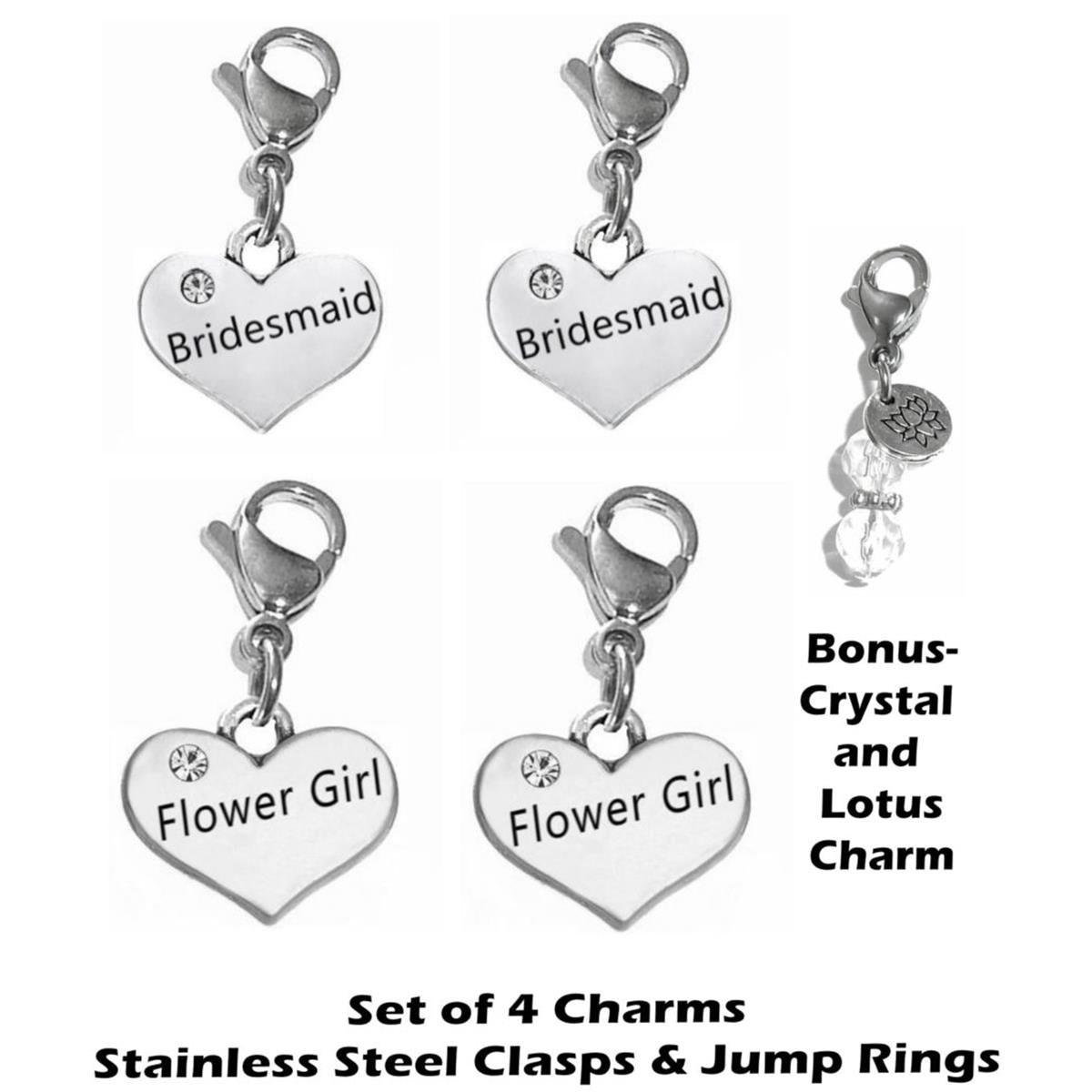 Bridal Party Mix Clip On Charms - Wedding Party Charms Clip On Anywhere