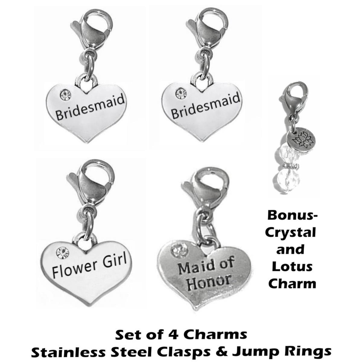 Bridal Party Mix 2 Clip On Charms - Wedding Party Charms Clip On Anywhere