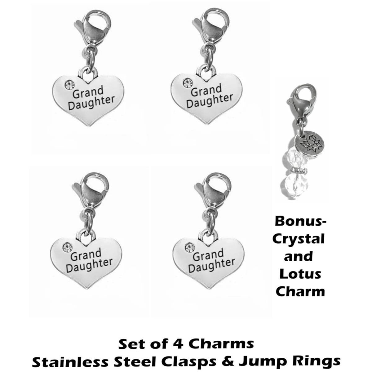 4 Pack Granddaughter Clip On Charms - Family Charms Clip On Anywhere