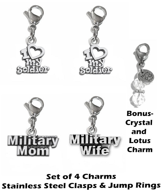 4 Pack Military Family Clip On Charms - Family Charms Clip On Anywhere