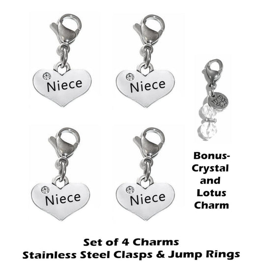 4 Pack Niece Clip On Charms - Family Charms Clip On Anywhere
