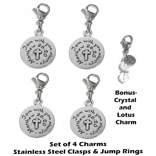 4 Pack With You Always Clip On Charms - Inspirational Charms Clip On Anywhere
