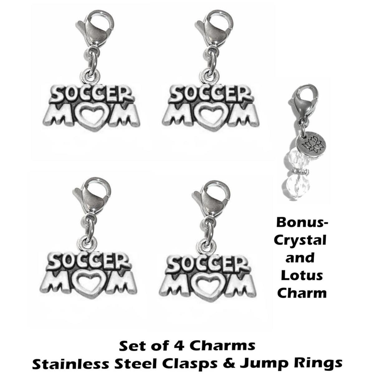 4 Pack Soccer Mom Clip On Charms - Sports Charms Clip On Anywhere
