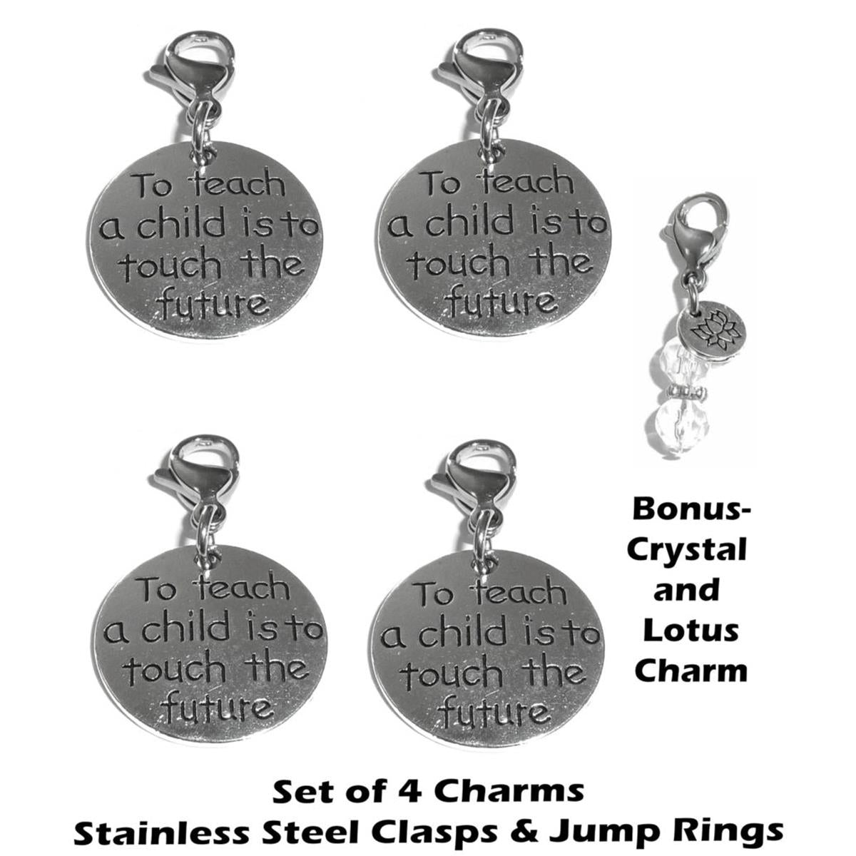 4 Pack To Teach A Child Clip On Charms - Inspirational Charms Clip On Anywhere