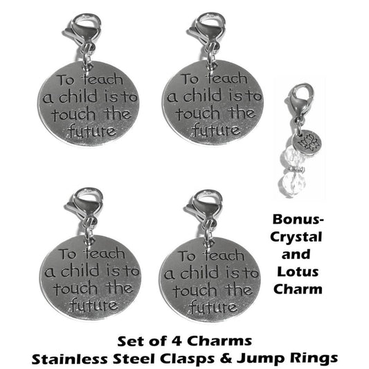 4 Pack To Teach A Child Clip On Charms - Inspirational Charms Clip On Anywhere
