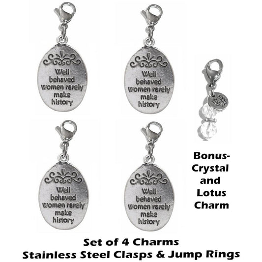 4 Pack Well Behaved Women Clip On Charms - Whimsical Charms Clip On Anywhere
