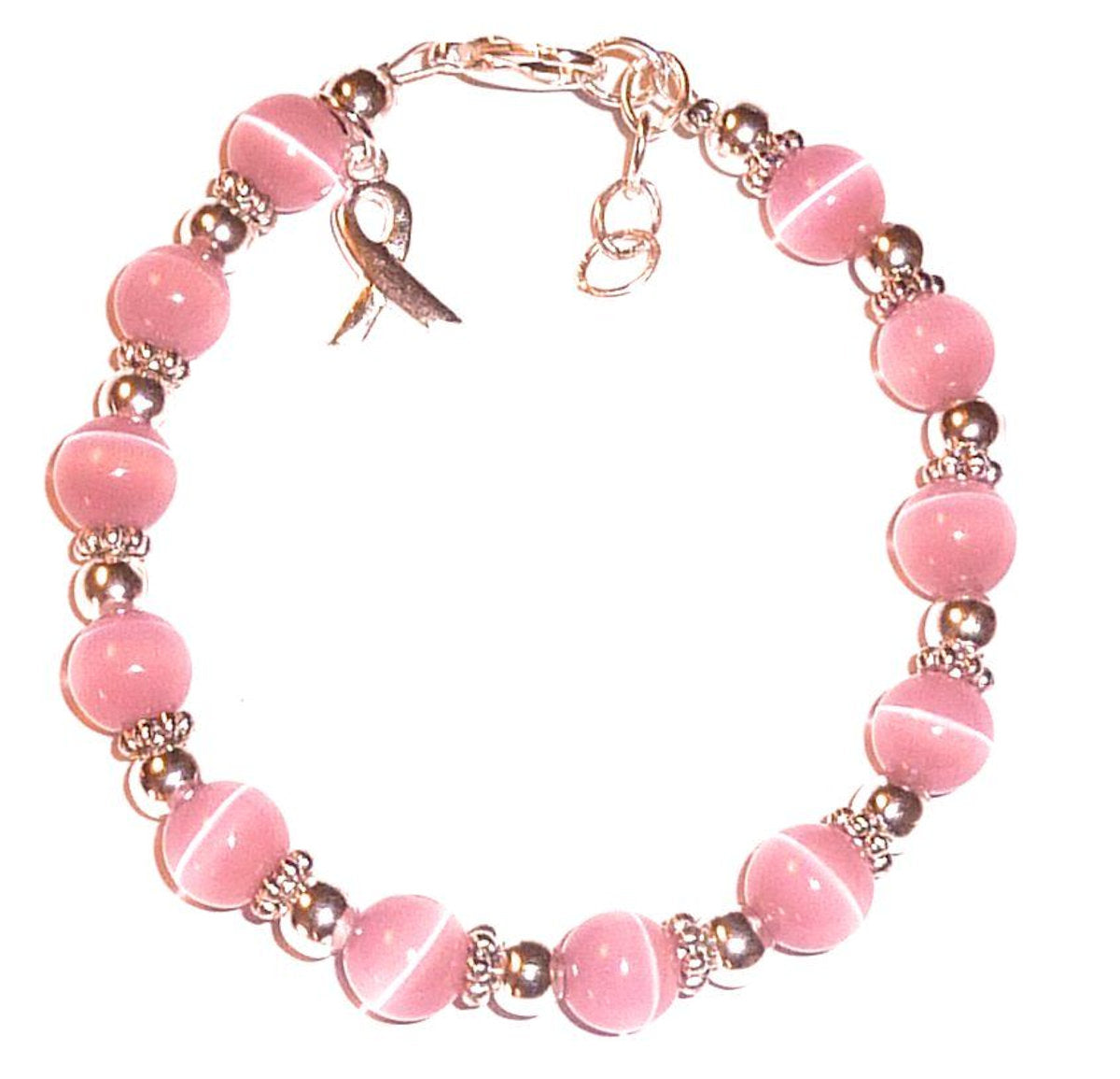 Pink Breast Cancer Awareness Packaged Bracelet - 8mm