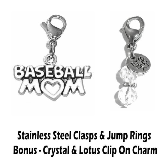 Baseball Mom Clip On Charm - Sports Charms Clip On Anywhere