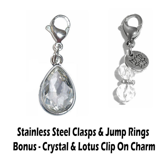 April Birthstone Clip On Charms - Birthstone Charms Clip On Anywhere