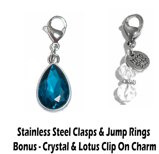 December Birthstone Clip On Charms - Birthstone Charms Clip On Anywhere