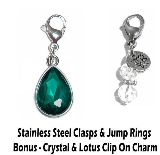 May Birthstone Clip On Charm - Birthstone Charms Clip On Anywhere