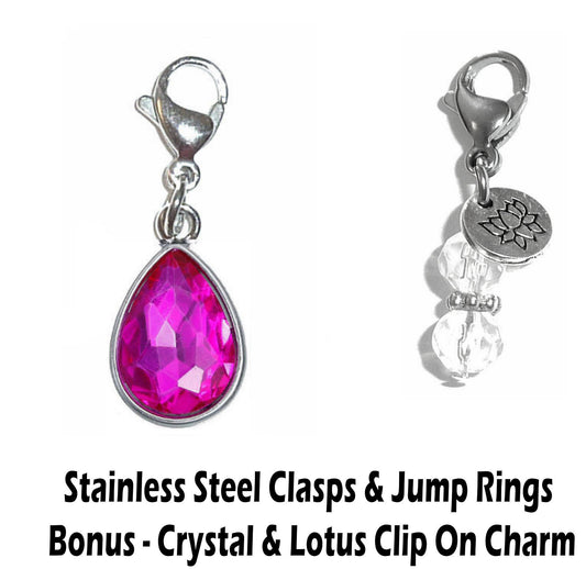 October Birthstone Clip On Charm - Birthstone Charms Clip On Anywhere