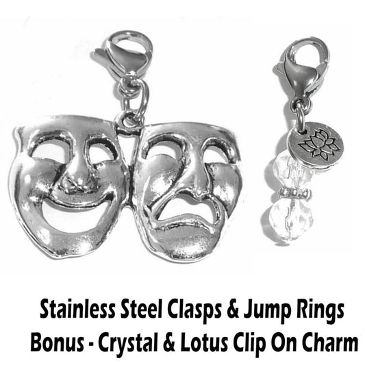 Comedy & Tragedy Clip On Charms - Whimsical Charms Clip On Anywhere