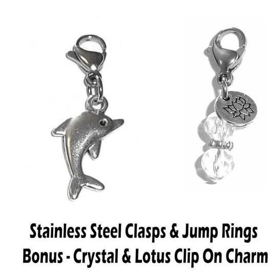 Dolphin Clip On Charm - Animal Charms Clip On Anywhere
