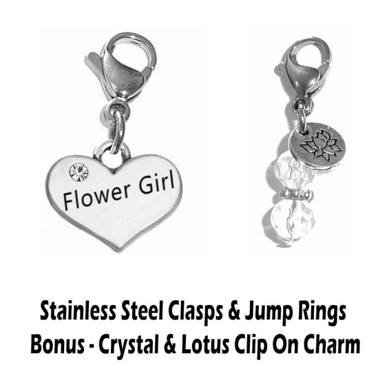 Flower Girl Clip On Charms - Wedding Party Charms Clip On Anywhere