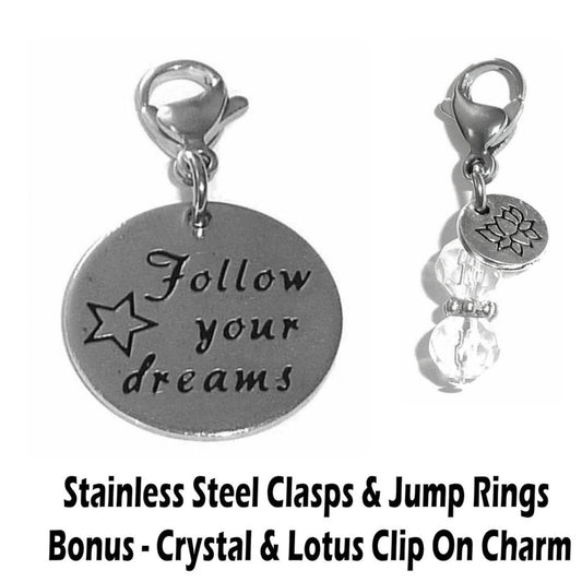 Follow Your Dreams Clip On Charms - Inspirational Charms Clip On Anywhere