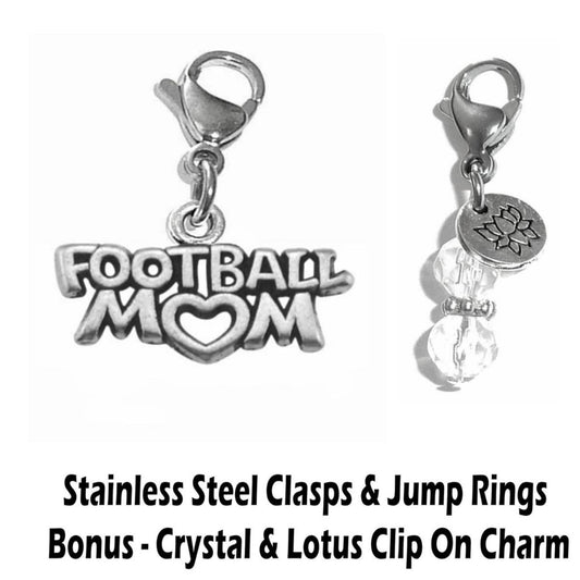 Football Mom Clip On Charm - Sports Charms Clip On Anywhere