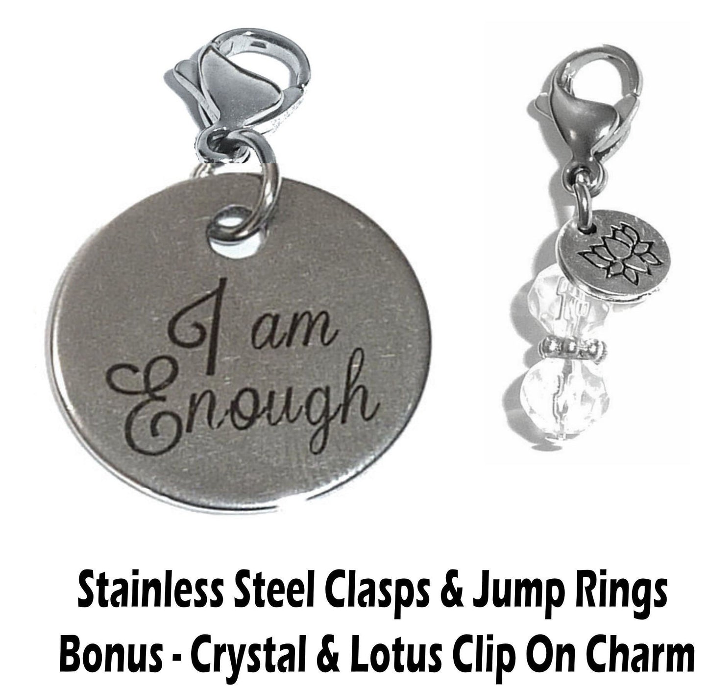 I Am Enough Clip On Charms - Inspirational Charms Clip On Anywhere