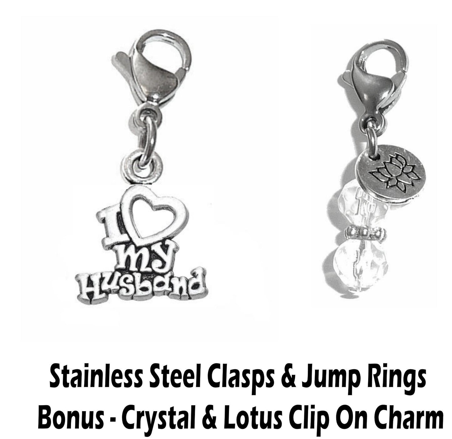 I Love My Husband Clip On Charm - Family Charms Clip On Anywhere