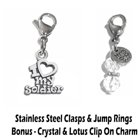 I Love My Soldier Clip On Charm - Family Charms Clip On Anywhere