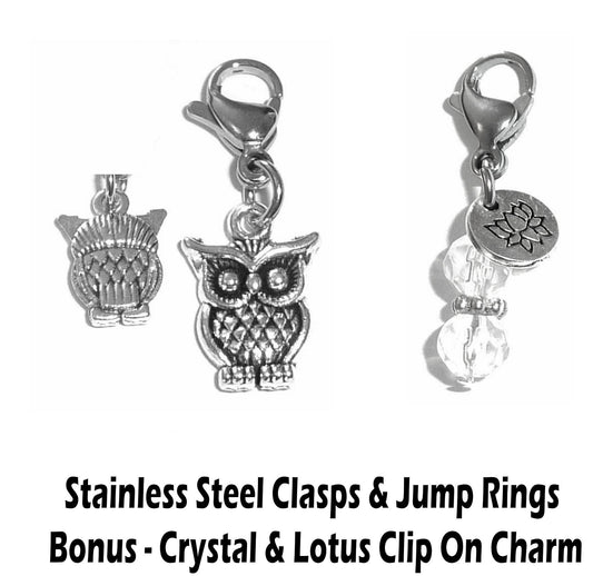 Owl Clip On Charm - Animal Charms Clip On Anywhere