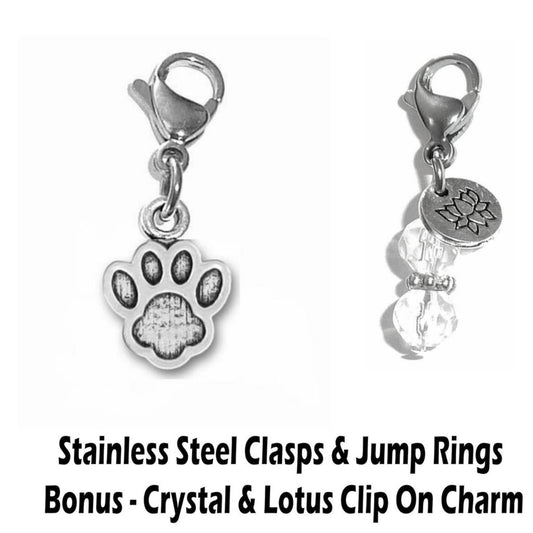 Paw Print Clip On Charm - Animal Charms Clip On Anywhere