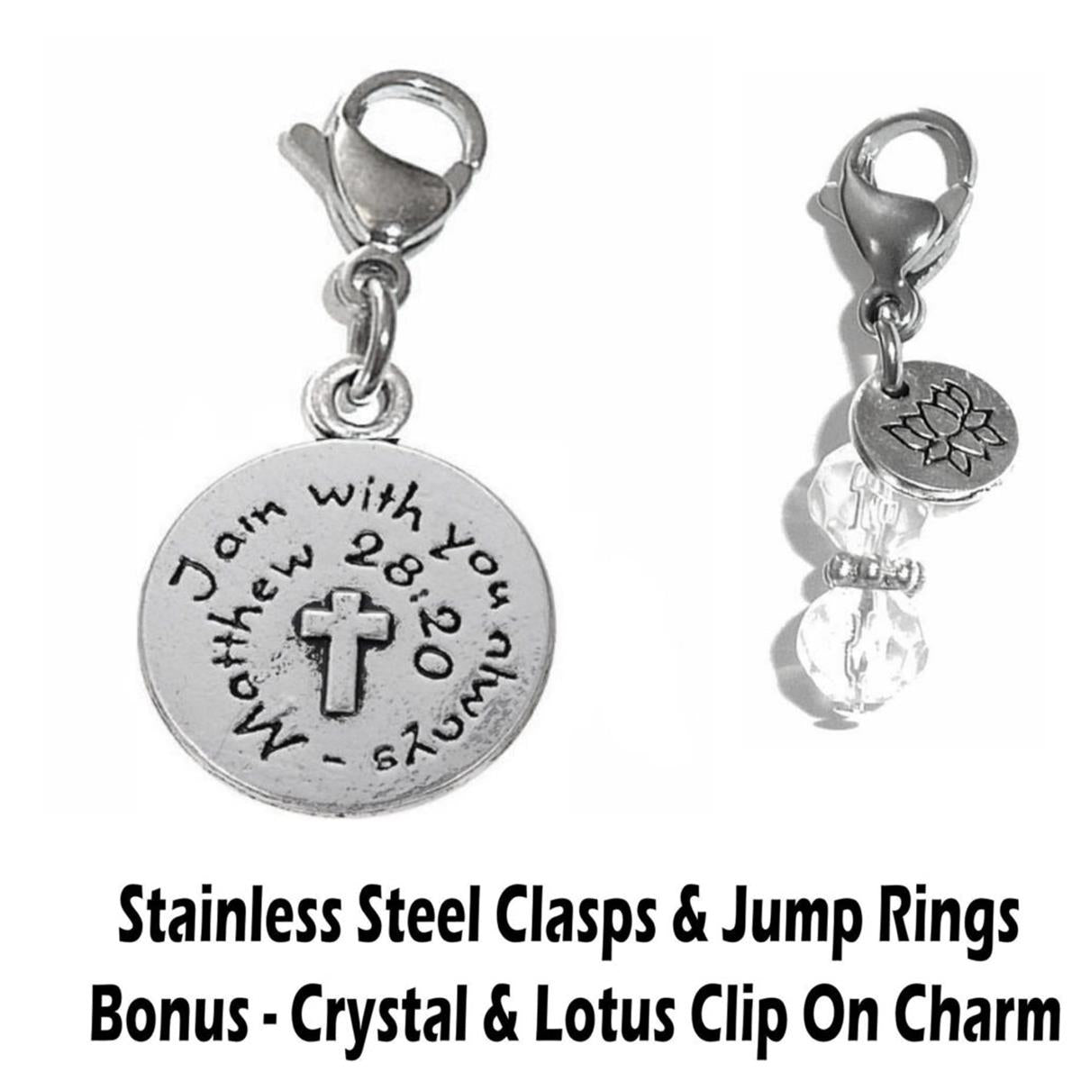 I Am With You Always Clip On Charms - Inspirational Charms Clip On Anywhere