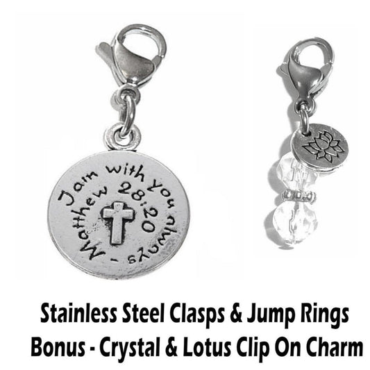 I Am With You Always Clip On Charms - Inspirational Charms Clip On Anywhere