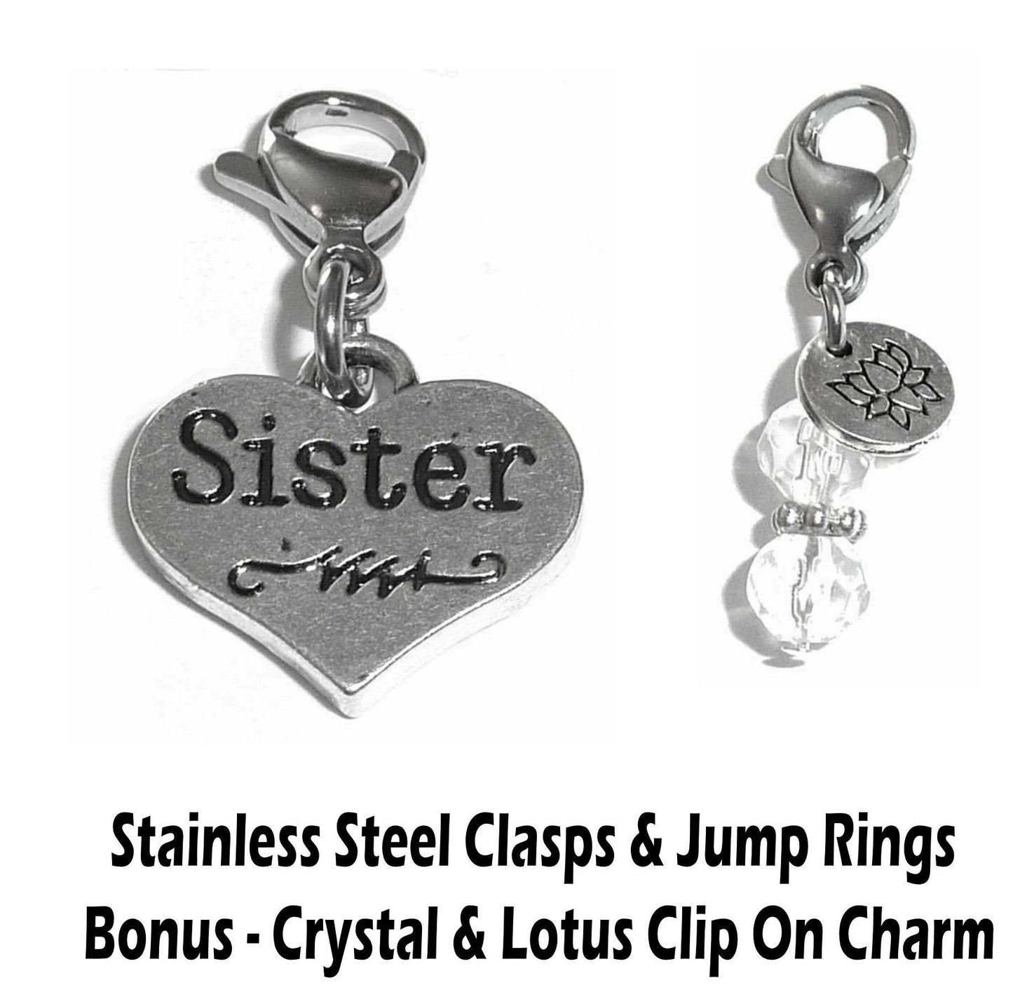 Sister Clip On Charm - Family Charms Clip On Anywhere