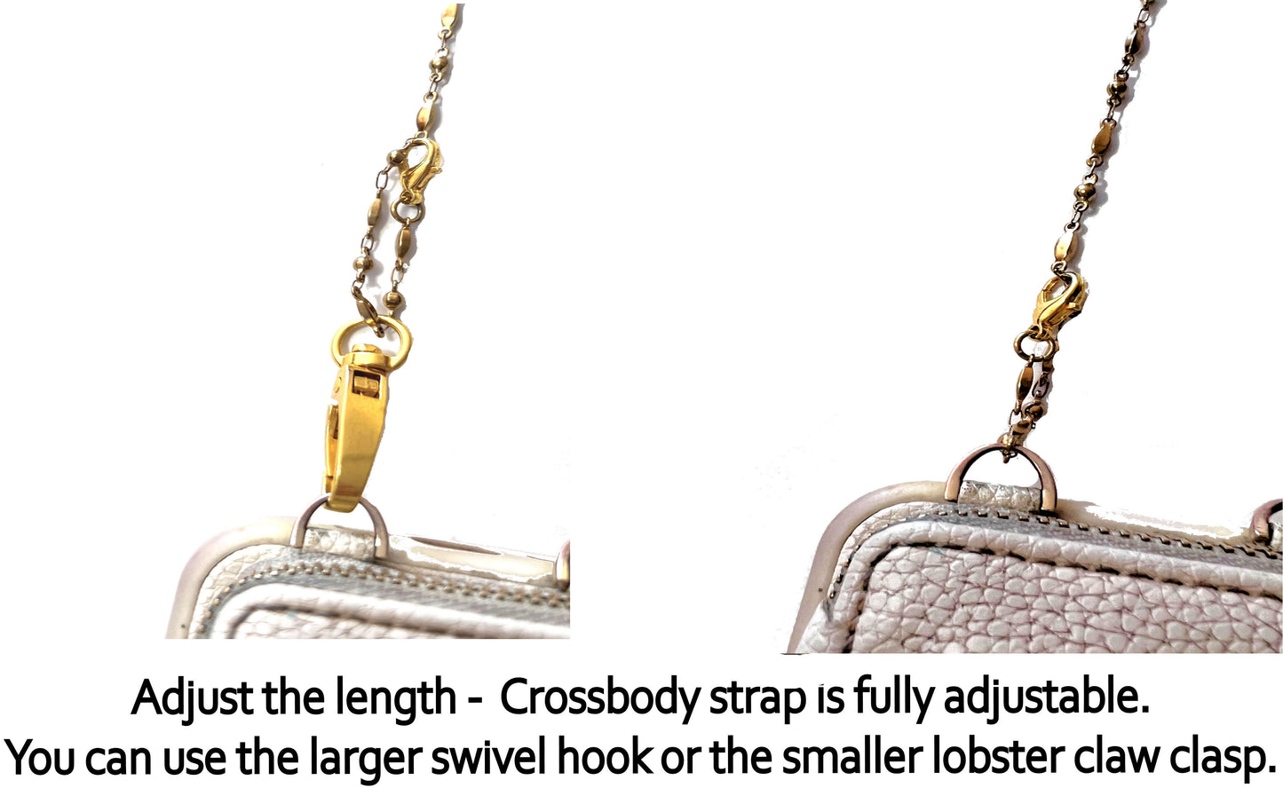 GOLD Stainless Steel - Women's Crossbody Adjustable Strong Stainless Steel Chain Strap Women's Cell Phone Wallet Small Purse Handbag 51"