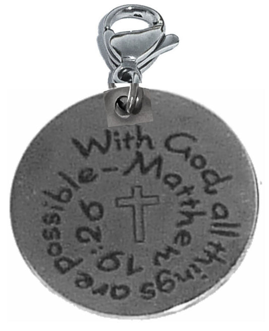 Pewter Silver Tone charm - With God all things are possible