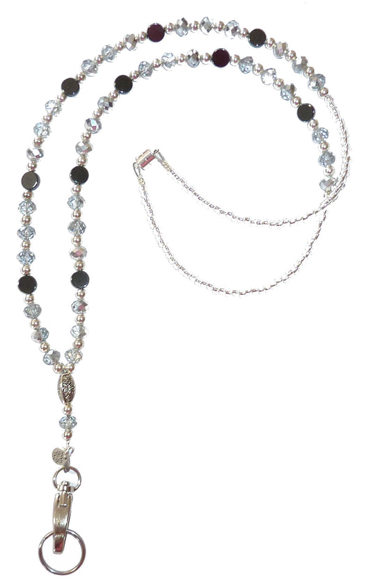 Silver Breakaway Women's Unique Artistic Beaded Lanyard Strong for ID Badge Card Holder Teacher Cruise Keys Keychain Cell Phone